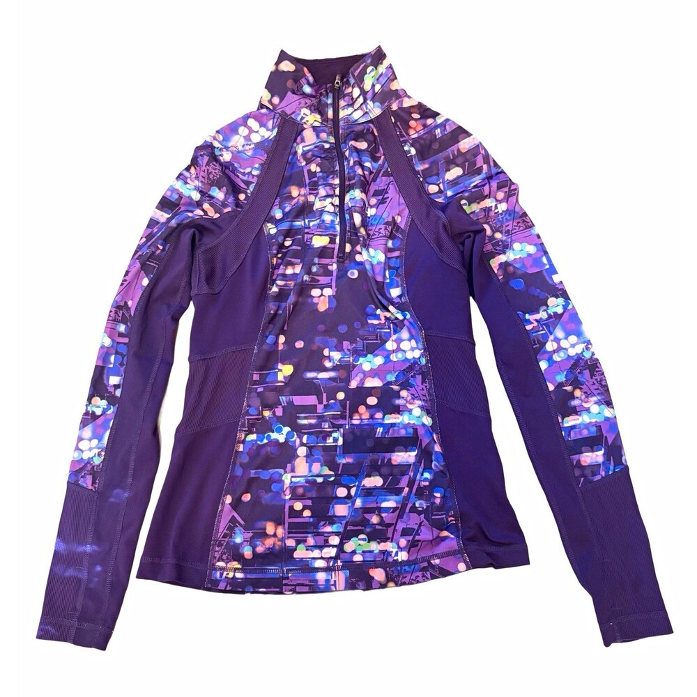 Tek Gear DryTek Women's Xs Purple Multicolor 1/2 Zip Mock Neck Stretch Top